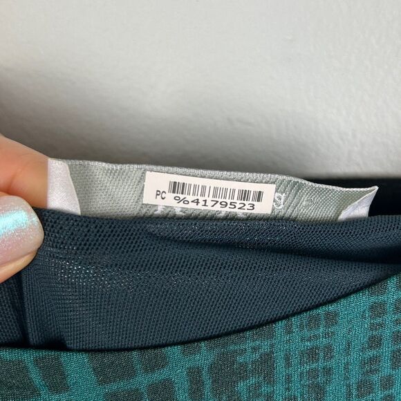 MAX MARA Teal Jersey Draped Gathered Waist Faux Wrap Dress Black Geo Print US 6 - Picture 13 of 13